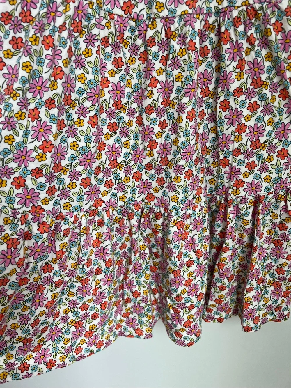 Old Navy l Cotton White Floral Tiered Dress Multi-Color Flowers #867463-01 Sz M